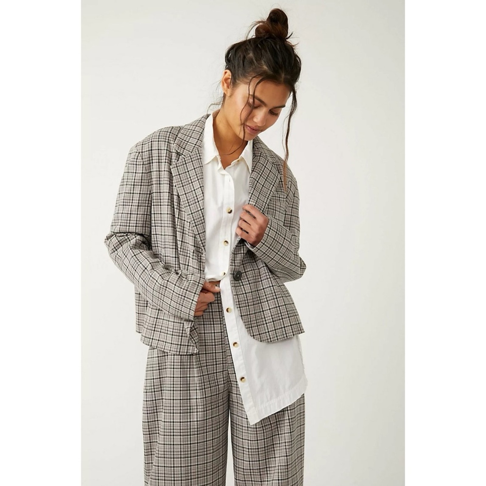 Free People Cali Blazer In Neutral Combo Nwt Xs